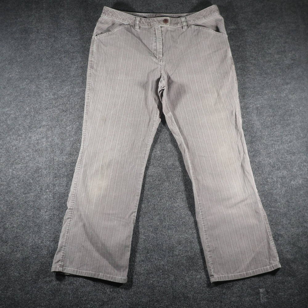 L.L. Bean Vintage Corduroy Striped Straight Leg Pants Gray Size 14 PET